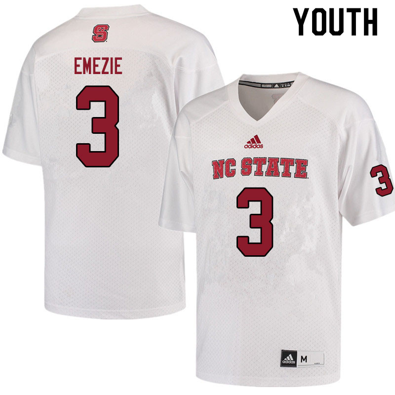 Youth #3 Emeka Emezie NC State Wolfpack College Football Jerseys Sale-White